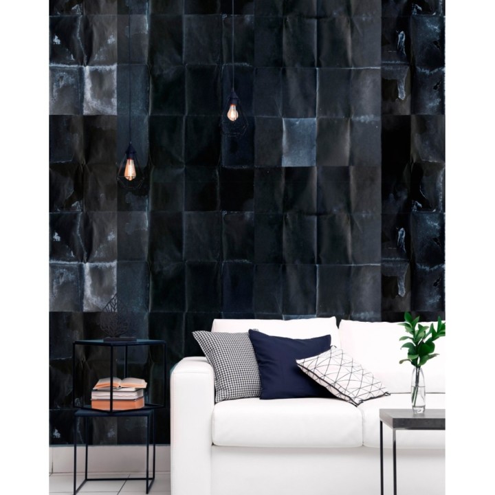 Papel pintado imitación pliego de papel arrugado plateado - Neo Texture 128110