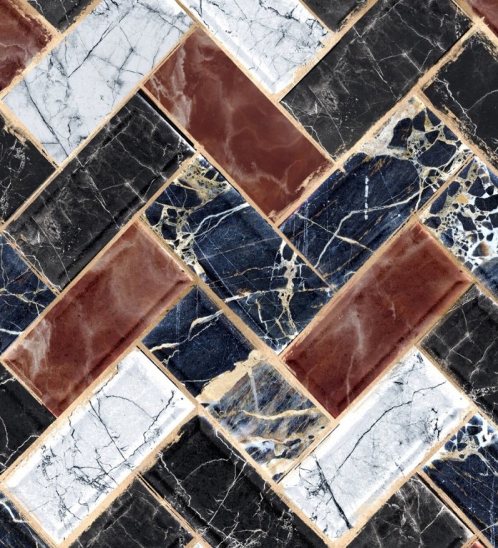 Papel pintado azulejos en zig zag de mármol de varips colores - Soluri 128113