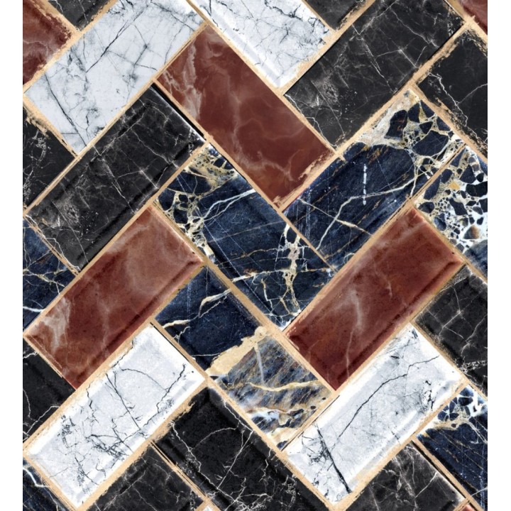 Papel pintado azulejos en zig zag de mármol de varips colores - Soluri 128113