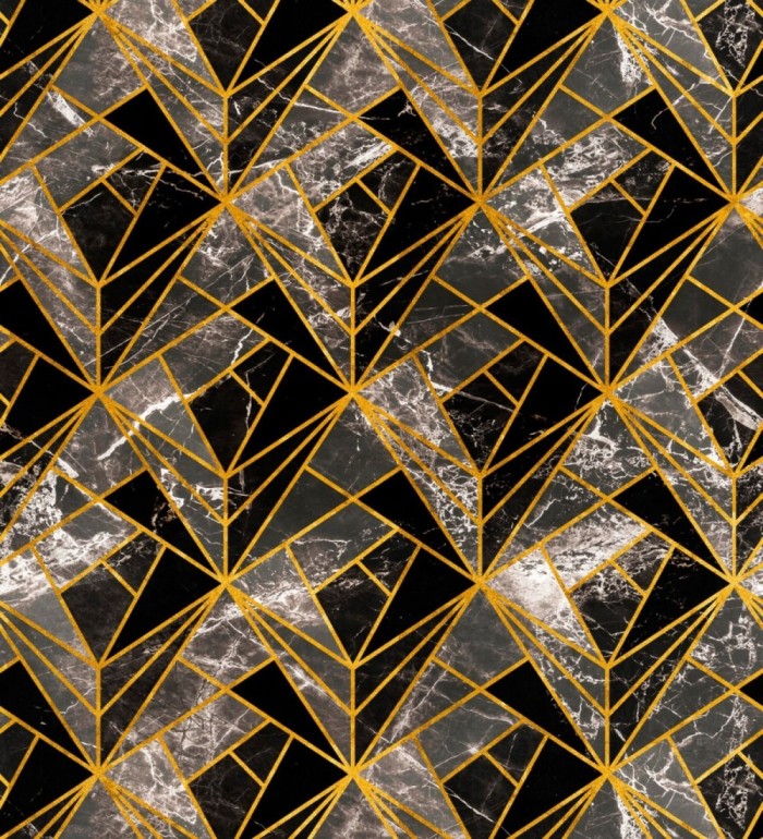 Papel pintado geométrico fondo negro estilo art decó - Wired Luxury 128114