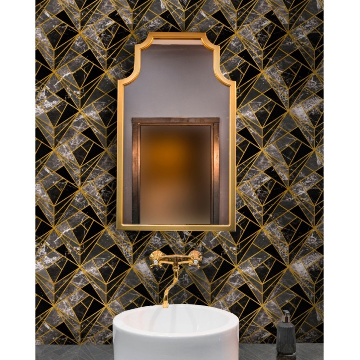 Papel pintado geométrico fondo negro estilo art decó - Wired Luxury 128114