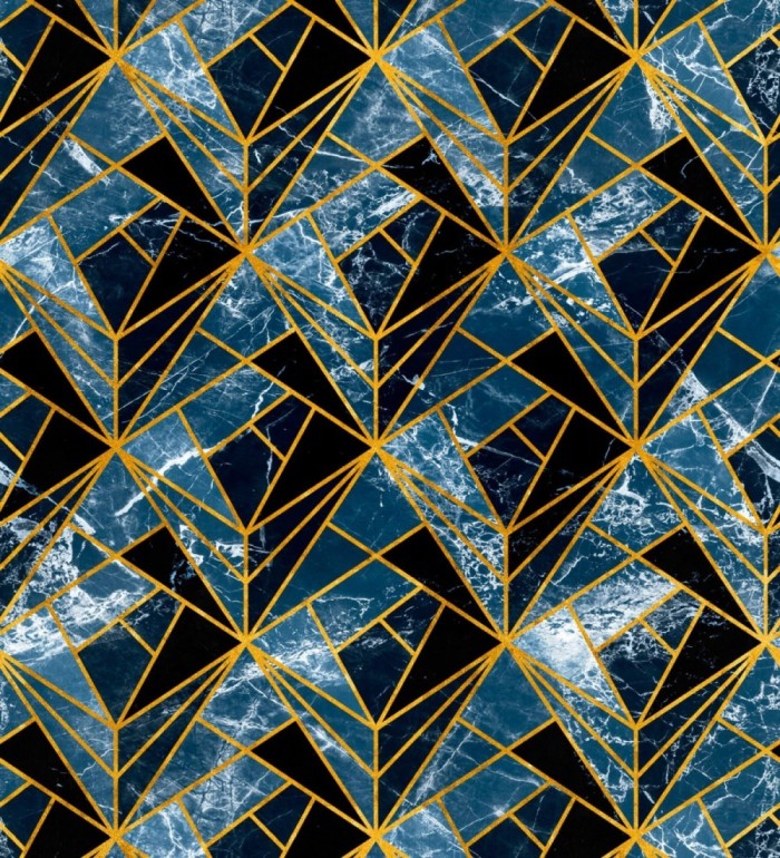 Papel pintado geométrico tonos azules estilo art decó - Wired Luxury 128115