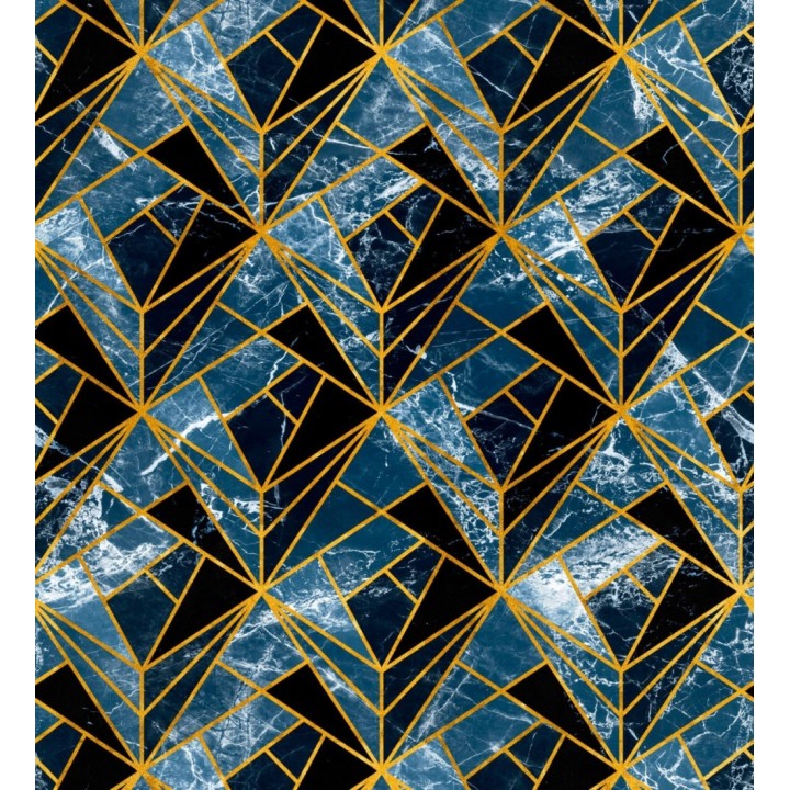 Papel pintado geométrico tonos azules estilo art decó - Wired Luxury 128115