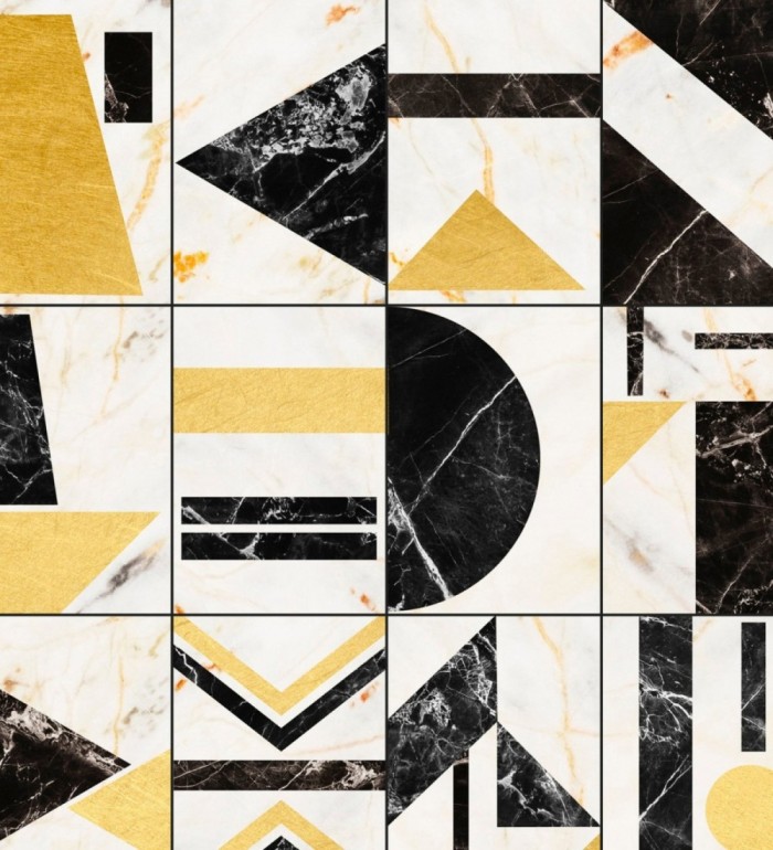 Papel pintado azulejos geométricos estilo art decó - Ezra Dimension 128116