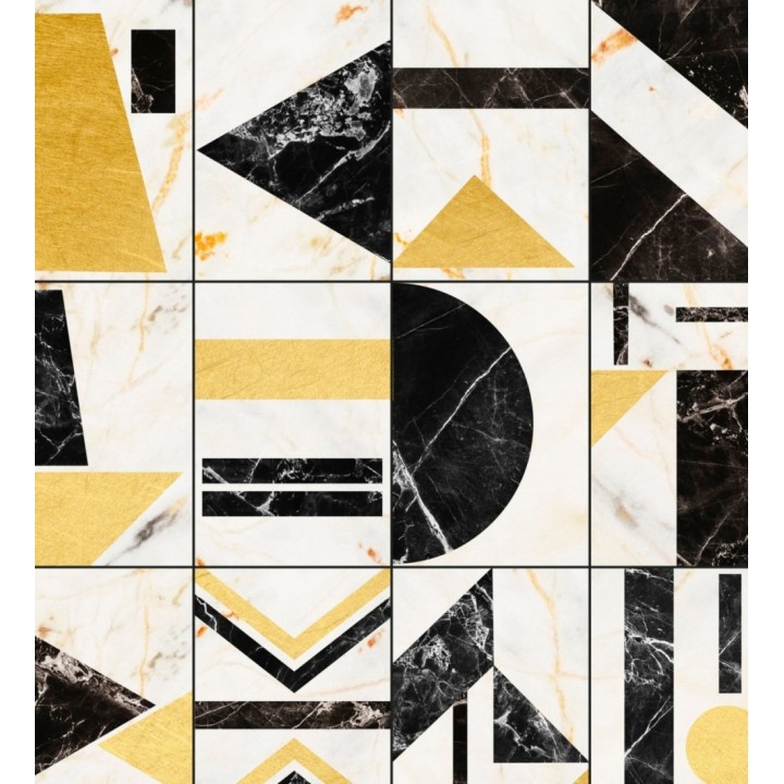 Papel pintado azulejos geométricos estilo art decó - Ezra Dimension 128116