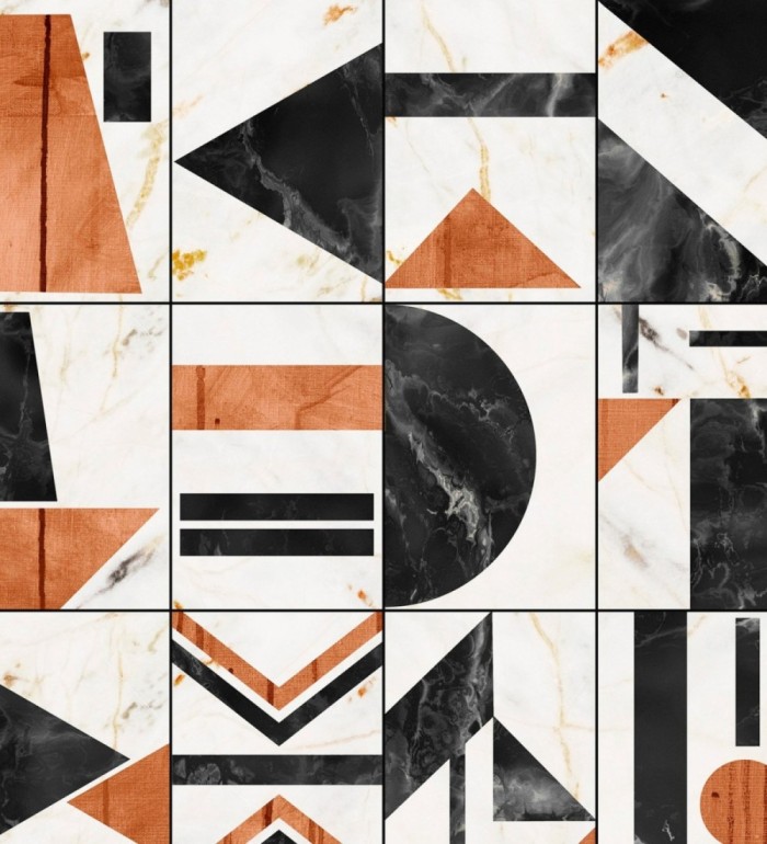 Papel pintado azulejos geométricos estilo art decó - Ezra Dimension 128117