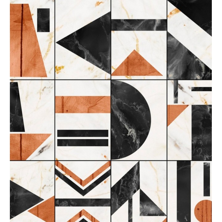 Papel pintado azulejos geométricos estilo art decó - Ezra Dimension 128117