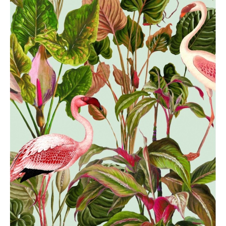 Papel pintado flamencos rosas en la vegetación tropical - Pink Wader 128122