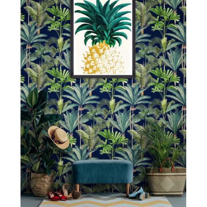 Papel pintado palmeras verdes fondo oscuro - Special Jungle 128126