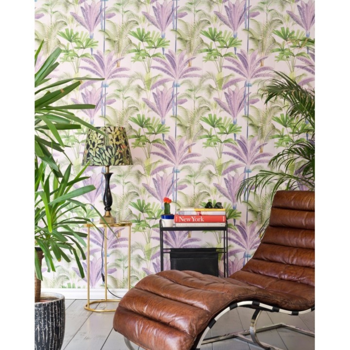 Papel pintado palmeras morados fondo claro - Special Jungle 128127