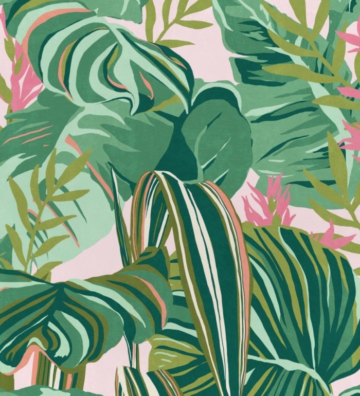 Papel pintado hojas grandes dibujadas fondo claro - Palm Ranger 128131