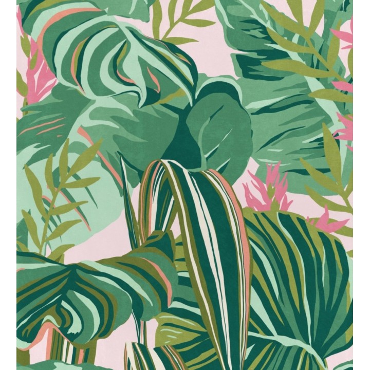 Papel pintado hojas grandes dibujadas fondo claro - Palm Ranger 128131