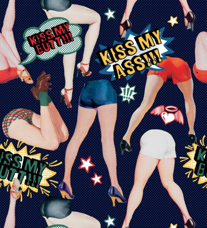 Papel pintado pin ups estilo pop fondo oscuro - Kiss my 128141