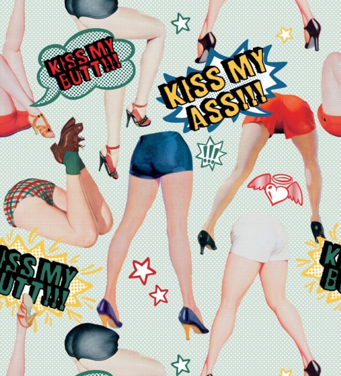 Papel pintado pin ups estilo pop fondo claro - Kiss my 128142