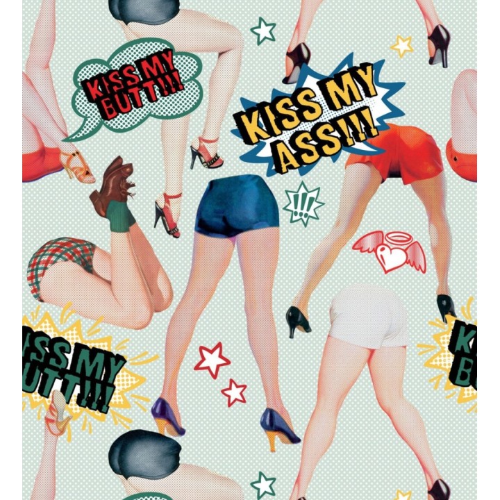 Papel pintado pin ups estilo pop fondo claro - Kiss my 128142