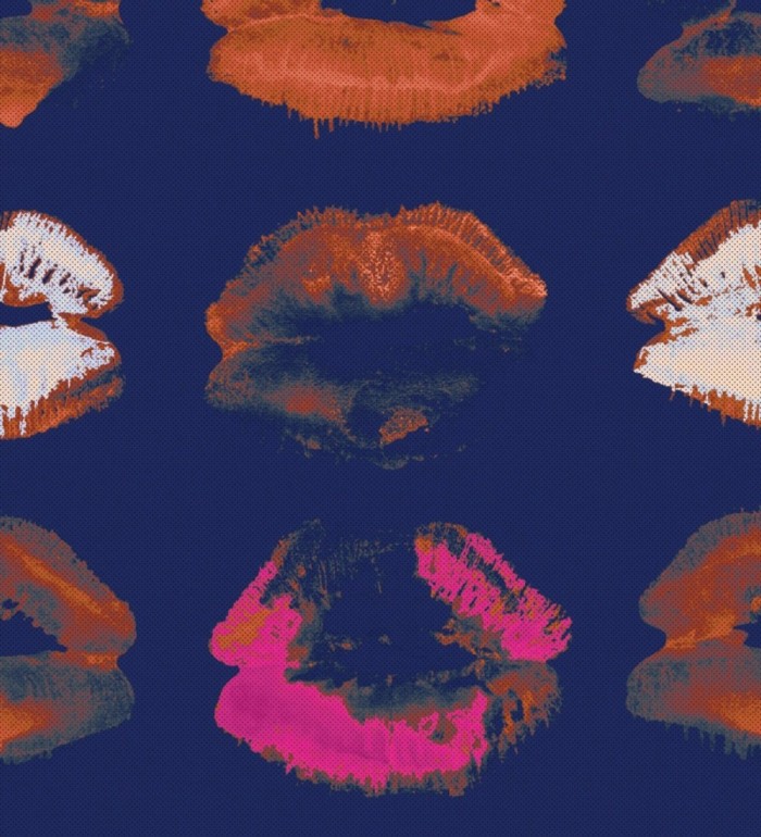 Papel pintado besos estilo pop fondo oscuro - Warhol Kisses 128144