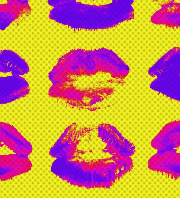 Papel pintado besos estilo pop fondo amarillo - Warhol Kisses 128145