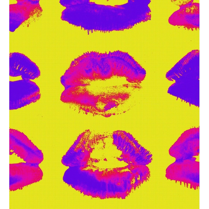 Papel pintado besos estilo pop fondo amarillo - Warhol Kisses 128145