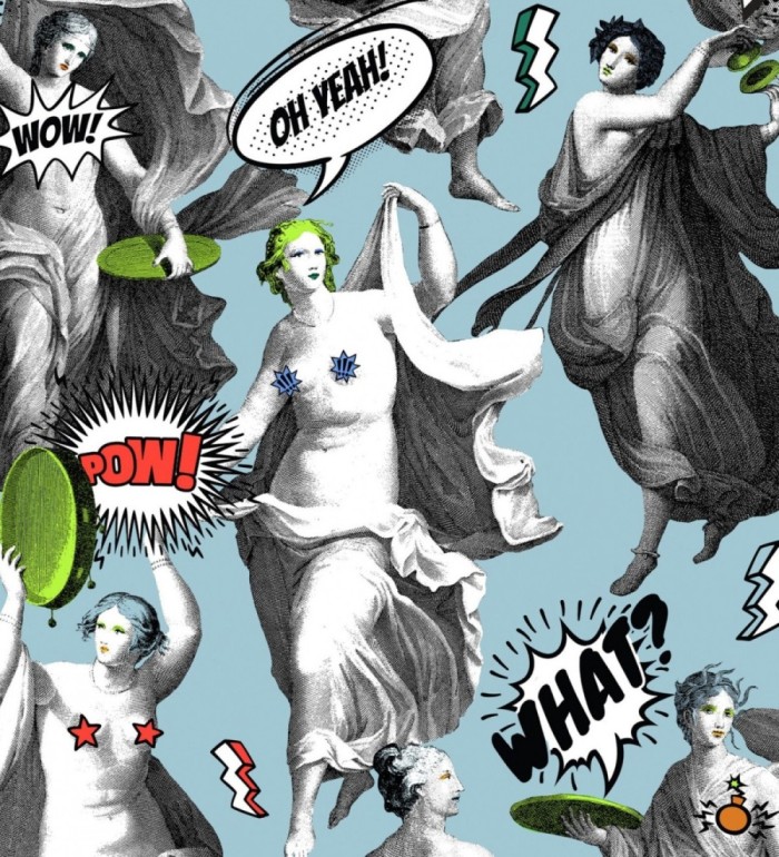 Papel pintado esculturas clásicas estilo pop fondo celeste - Pop Imperialism 128148