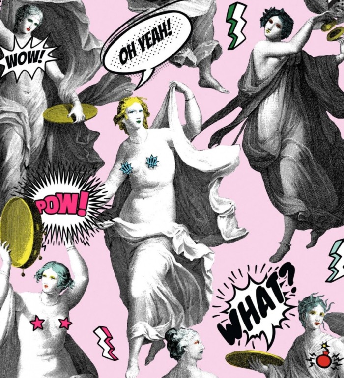 Papel pintado esculturas clásicas estilo pop fondo rosa - Pop Imperialism 128149