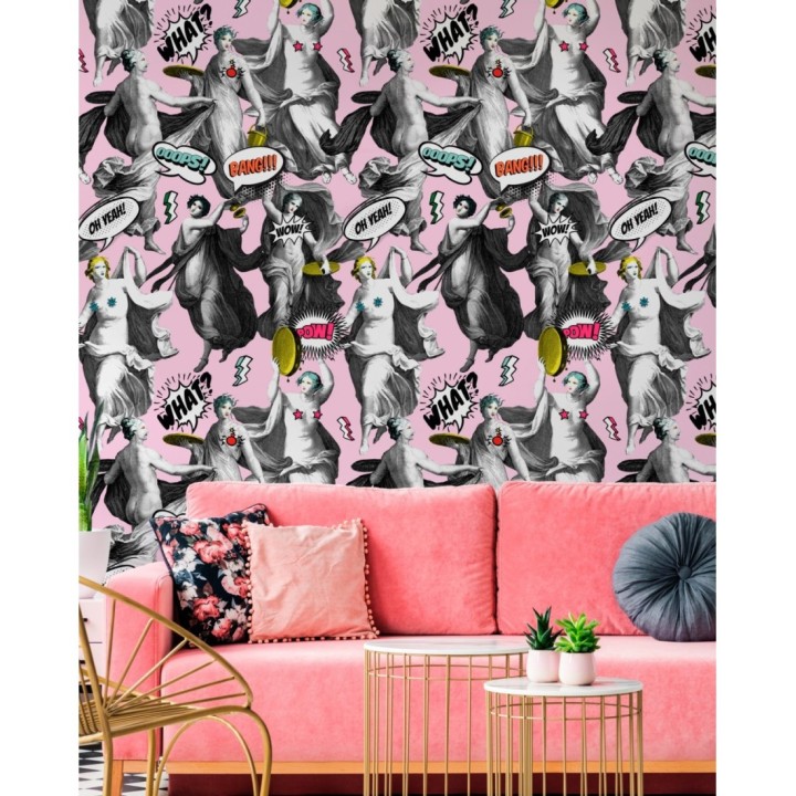 Papel pintado esculturas clásicas estilo pop fondo rosa - Pop Imperialism 128149