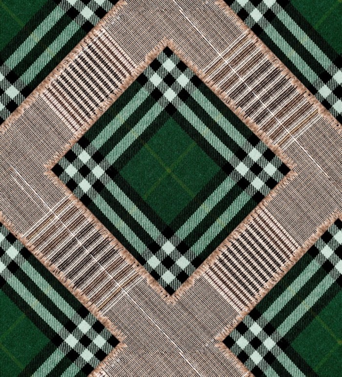 Papel pintado cuadros escoceses fondo verde - MacLeod Fabrik 128153