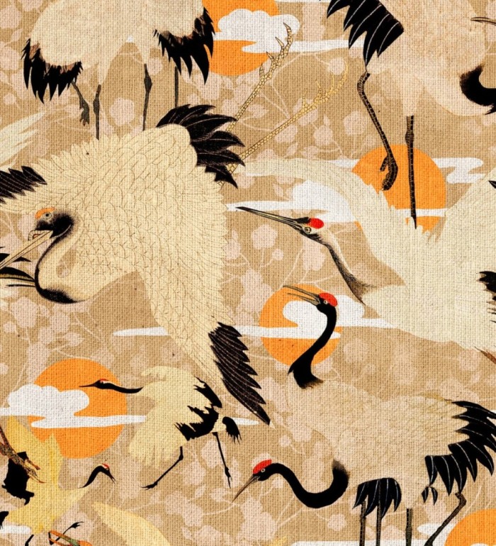 Papel pintado cigüeñas tonos ocres - Kuren Sunset 128155