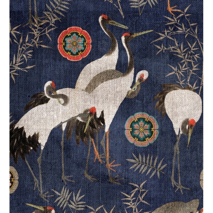 Papel pintado cigüeñas fondo azul - Yun Garden 128156