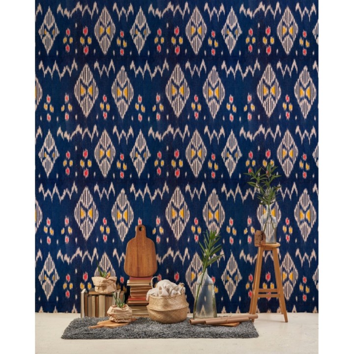 Papel pintado alfombra persa azul - Dakota Fabric 128161