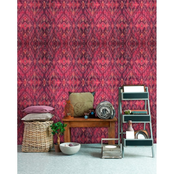 Papel pintado imitación tapiz boho tonos rosas - Enya Boho 128163