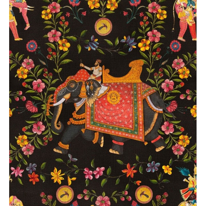 Papel pintado elefantes indios engalanados fondo oscuro - Kerala Ride 128168