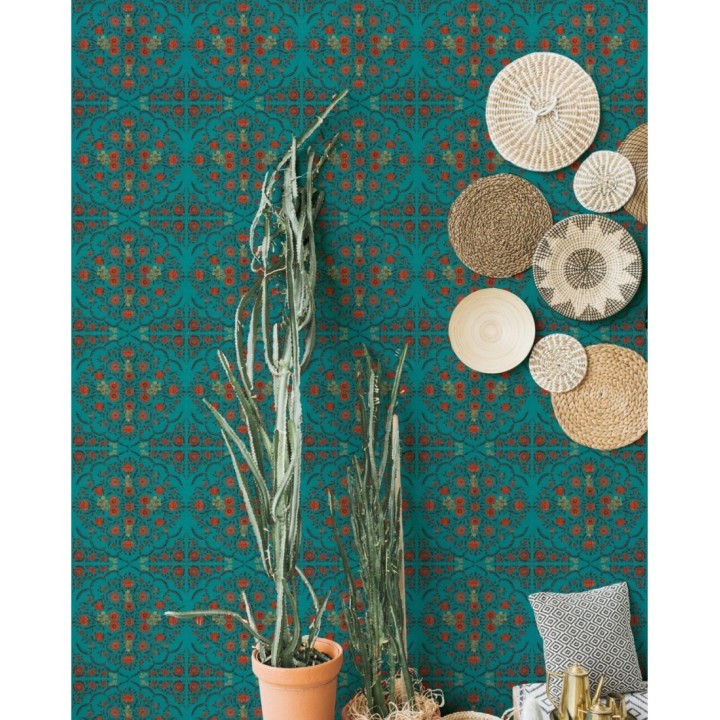 Papel pintado floral ornamental estilo oriental - Dafne Room 128172