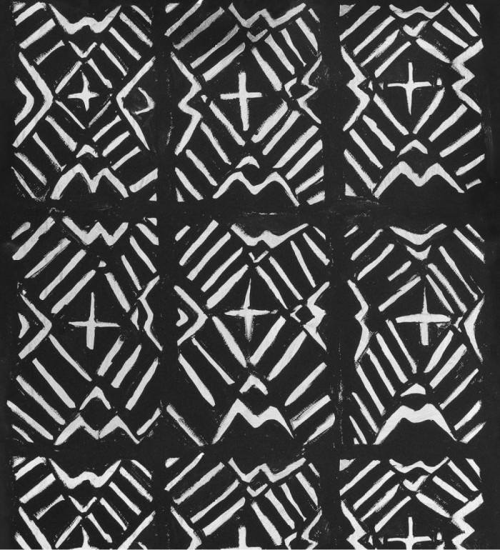 Papel pintado imitación tapiz geométrico blanco y negro - Hakim 128173