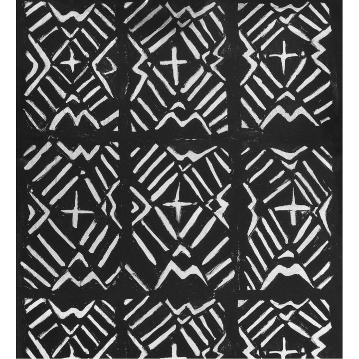 Papel pintado imitación tapiz geométrico blanco y negro - Hakim 128173