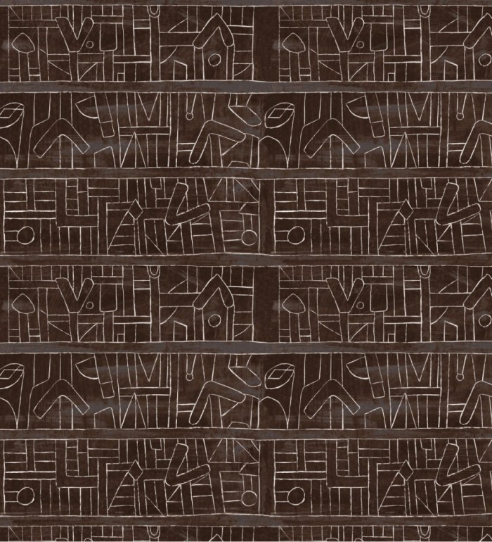 Papel pintado jeroglíficos modernos marrón - Rhea Order 128174