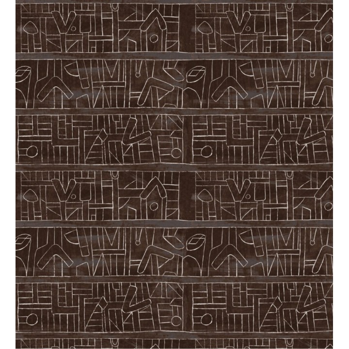 Papel pintado jeroglíficos modernos marrón - Rhea Order 128174