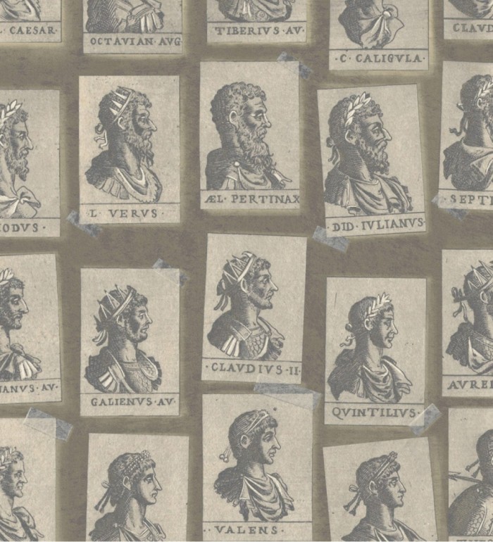 Papel pintado sellos de emperadores romanos tonos beige - Emperor Legacy 128179