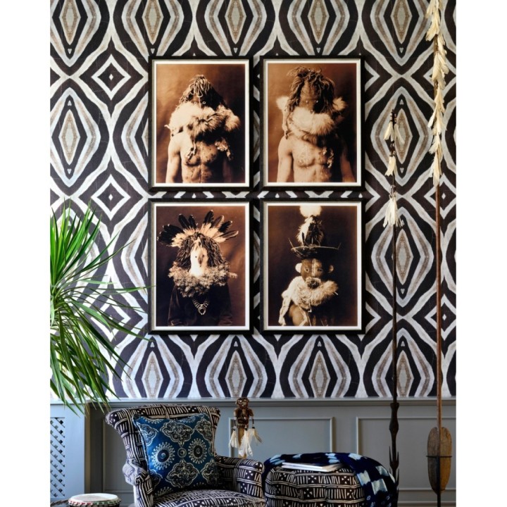 Papel pintado imitación tapiz africano marrón y beige - Mamba 128181