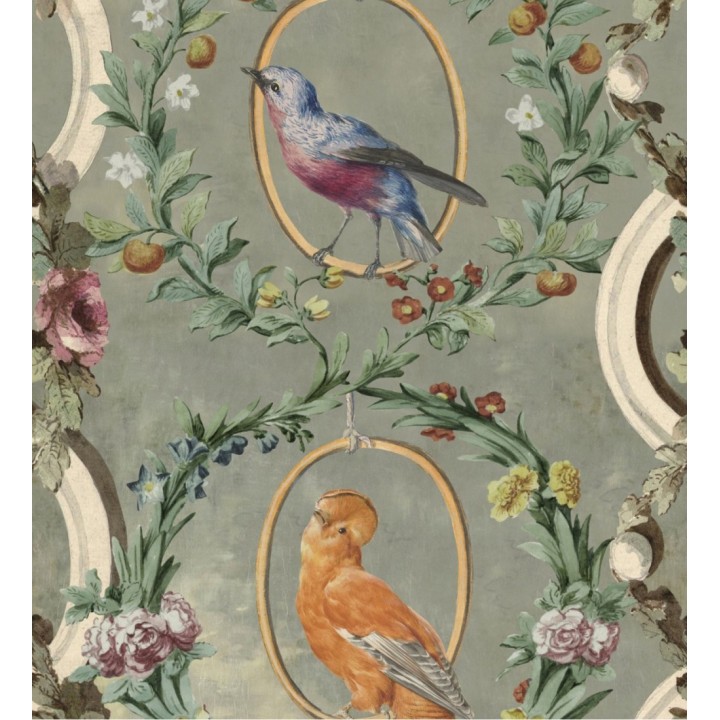 Papel pintado pájaros y flores estilo romántico - Mina Garden 128188