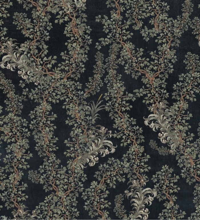 Papel pintado ramilletes de hojas pequeñas fondo oscuro - Leah Blossom 128202