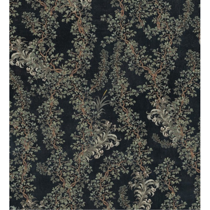 Papel pintado ramilletes de hojas pequeñas fondo oscuro - Leah Blossom 128202