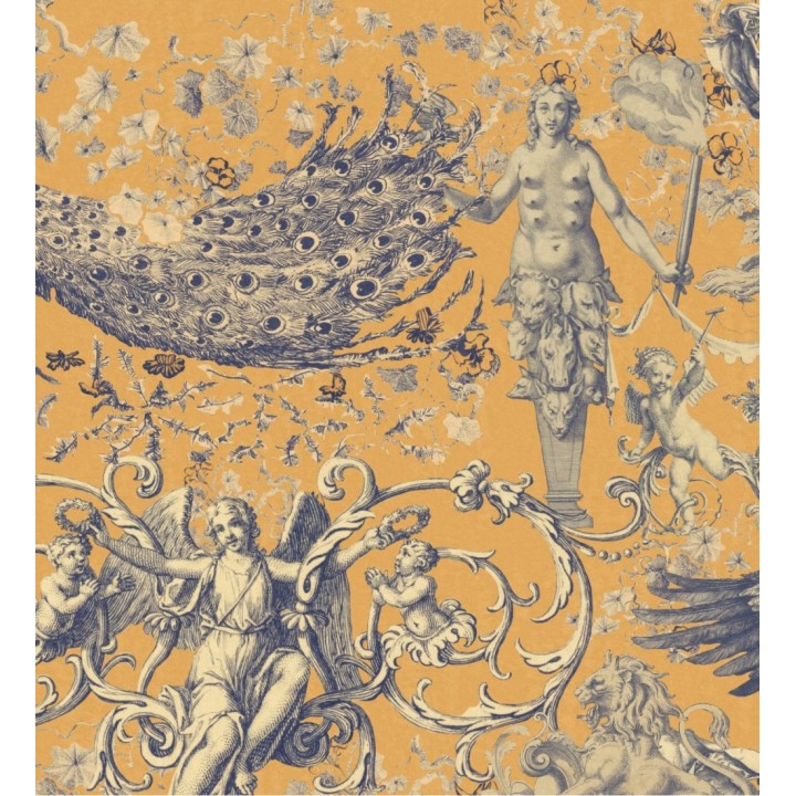 Papel pintado esculturas clásicas fondo ocre - Cherubino Sonno 128228