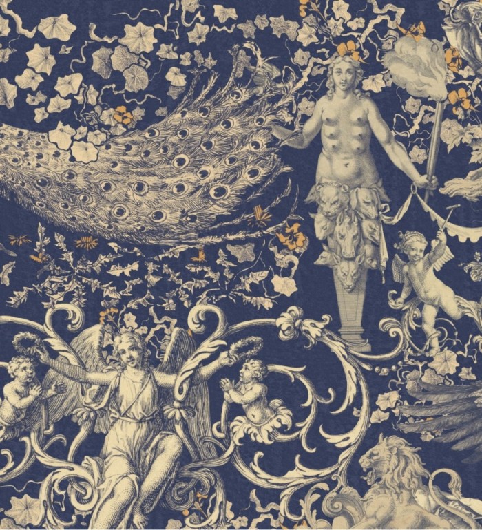 Papel pintado esculturas clásicas fondo azul - Cherubino Sonno 128229