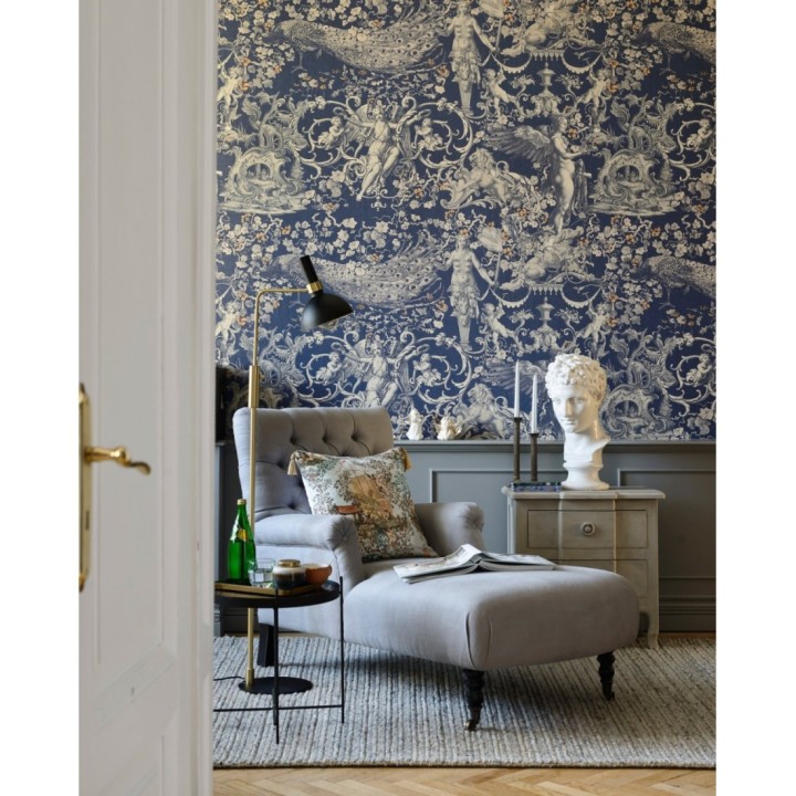 Papel pintado esculturas clásicas fondo azul - Cherubino Sonno 128229