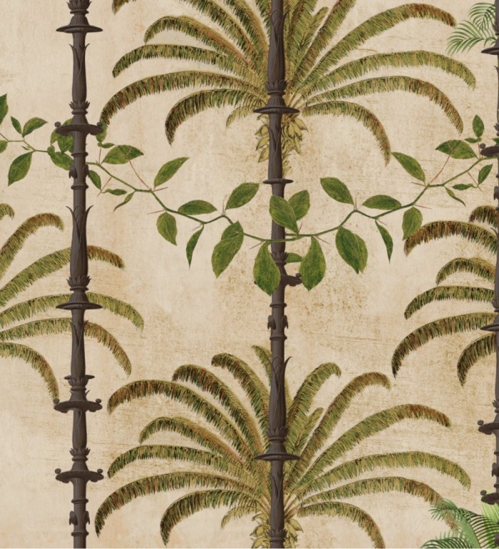 Papel pintado palmeras y lianas en la selva fondo tostado - Cabo Palms 128234