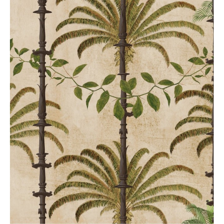 Papel pintado palmeras y lianas en la selva fondo tostado - Cabo Palms 128234