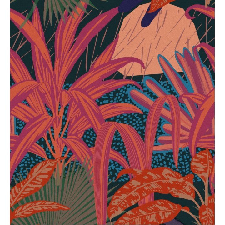 Papel pintado hojas tropicales tonos rojizos - Moana Jungle 128237