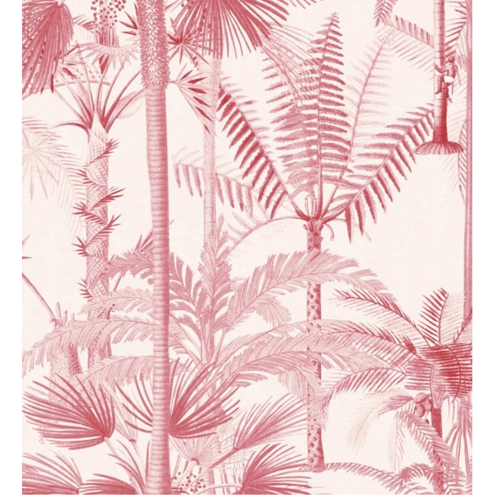 Papel pintado palmeras dibujadas tonos rojizos - Holiday Palms 128240
