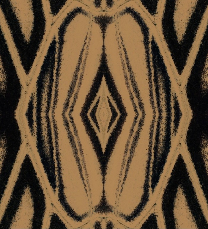 Papel pintado efecto tapiz negro y beige estilo étnico - Katya Reflect 128247