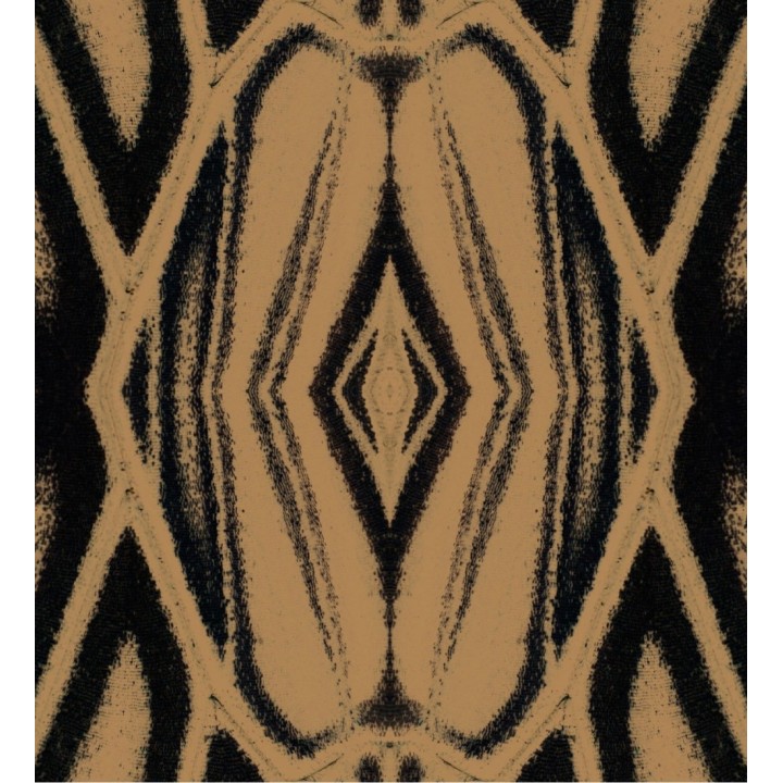 Papel pintado efecto tapiz negro y beige estilo étnico - Katya Reflect 128247